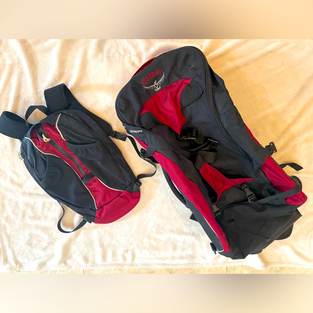 Osprey large Hiking Pack and small lightweight backpack